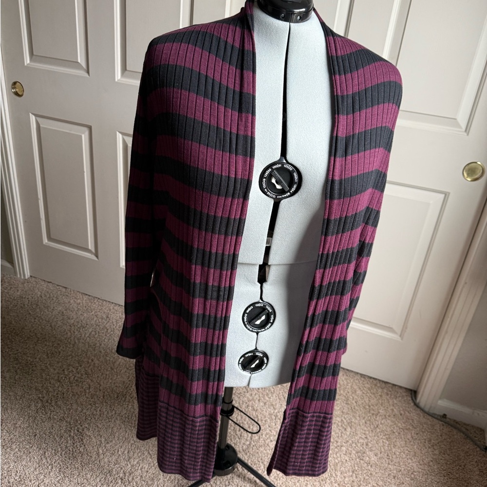 Lane Bryant Black and Purple Striped Cardigan Size 26/28 fits 22/44 also
